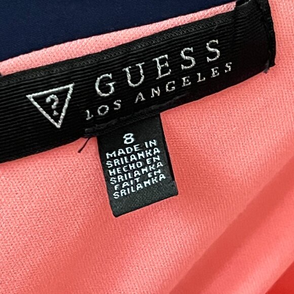 Guess Floral Bright Colorblock Handkerchief Hem Knee Length Dress Size 8 - Picture 3 of 10
